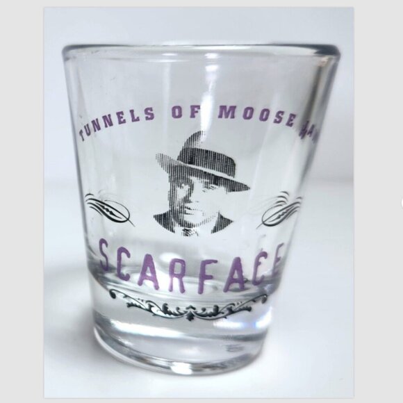 Al Capone Shot Glasses Lot of 2 Scarface Bootleg Brewery Tunnels of Moosejaw - Picture 3 of 5